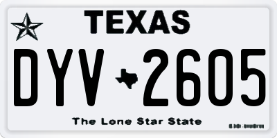 TX license plate DYV2605