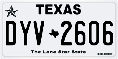 TX license plate DYV2606