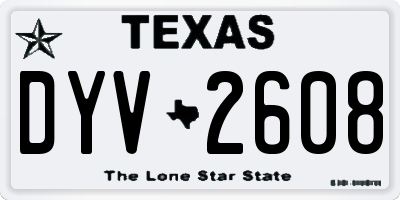 TX license plate DYV2608