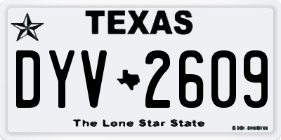 TX license plate DYV2609