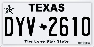 TX license plate DYV2610