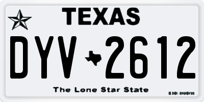TX license plate DYV2612