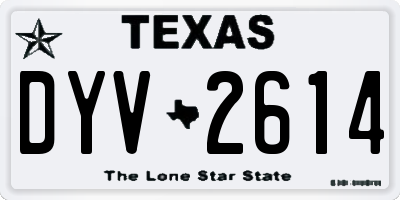 TX license plate DYV2614