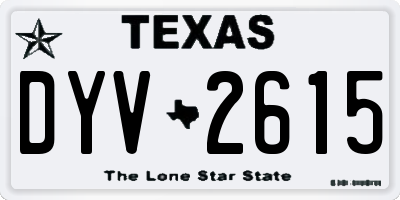 TX license plate DYV2615