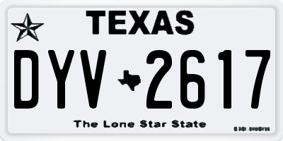 TX license plate DYV2617