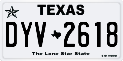 TX license plate DYV2618