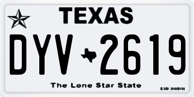 TX license plate DYV2619