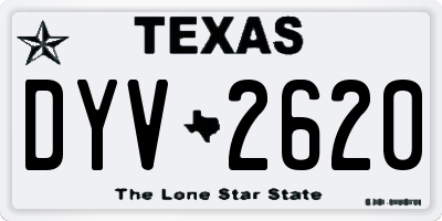 TX license plate DYV2620