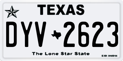 TX license plate DYV2623