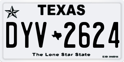 TX license plate DYV2624
