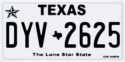 TX license plate DYV2625
