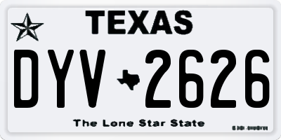 TX license plate DYV2626