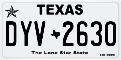 TX license plate DYV2630