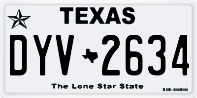 TX license plate DYV2634