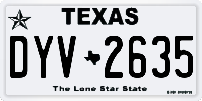 TX license plate DYV2635