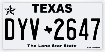 TX license plate DYV2647