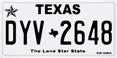 TX license plate DYV2648