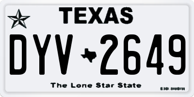 TX license plate DYV2649