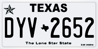 TX license plate DYV2652