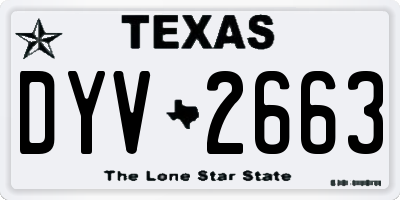 TX license plate DYV2663