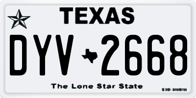 TX license plate DYV2668