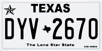 TX license plate DYV2670