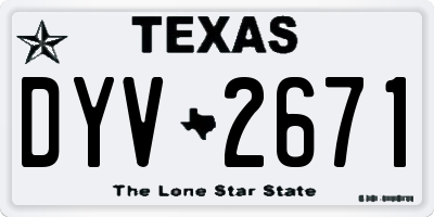 TX license plate DYV2671