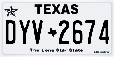 TX license plate DYV2674