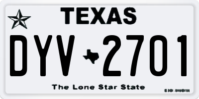 TX license plate DYV2701