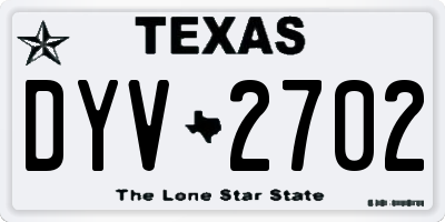 TX license plate DYV2702