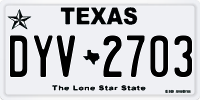 TX license plate DYV2703