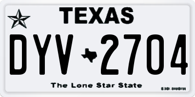 TX license plate DYV2704