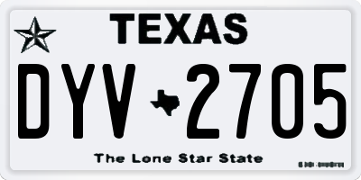TX license plate DYV2705