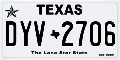 TX license plate DYV2706
