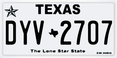 TX license plate DYV2707