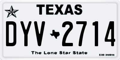 TX license plate DYV2714