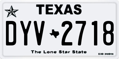 TX license plate DYV2718