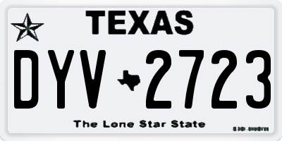 TX license plate DYV2723