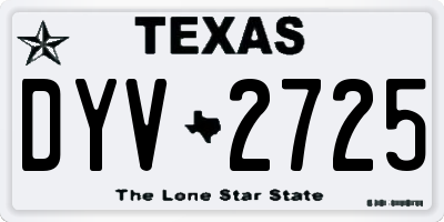 TX license plate DYV2725