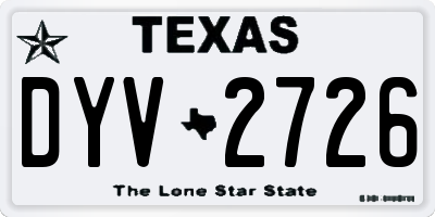 TX license plate DYV2726