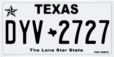 TX license plate DYV2727