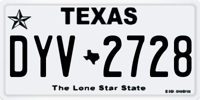 TX license plate DYV2728