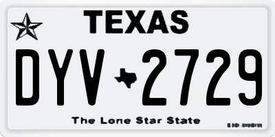 TX license plate DYV2729