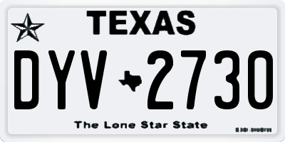 TX license plate DYV2730