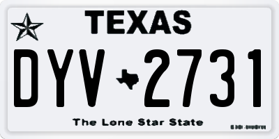 TX license plate DYV2731