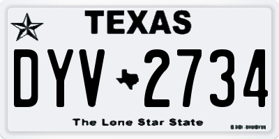TX license plate DYV2734