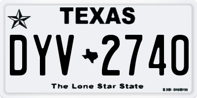 TX license plate DYV2740