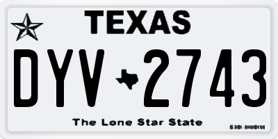 TX license plate DYV2743
