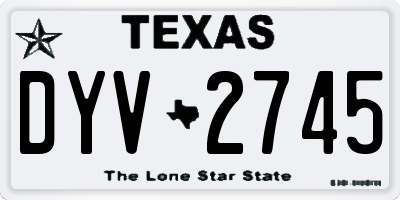 TX license plate DYV2745