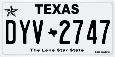TX license plate DYV2747